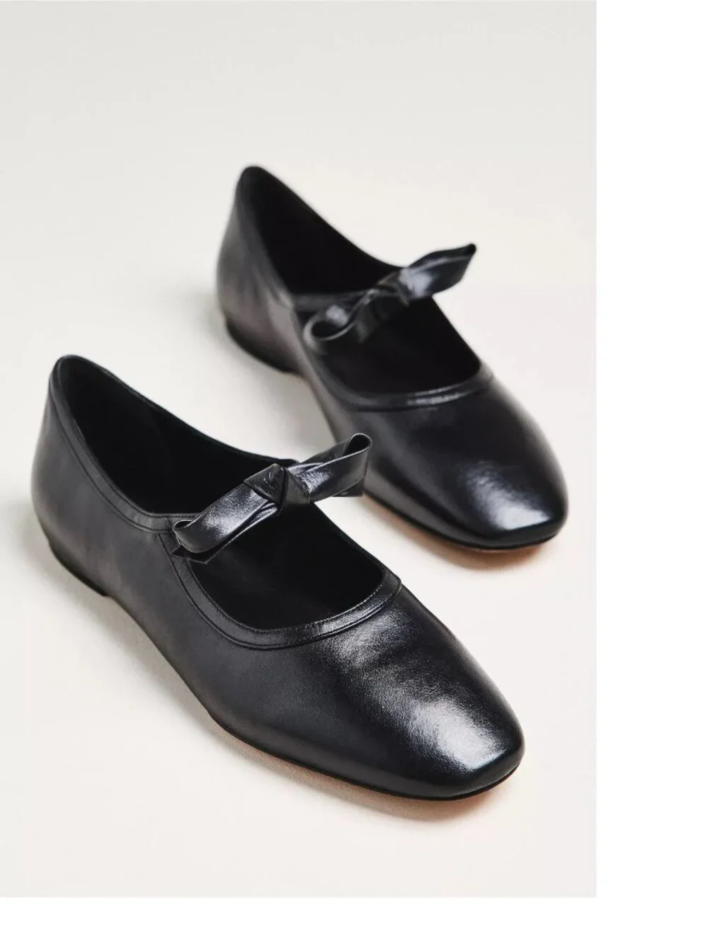 Anthropologie Maeve Knotted Bow Mary Jane Flats us 5.5-6 eu 37 black color new